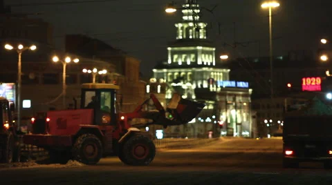 Winter Street cleaning Stock Footage 46813830