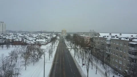 Winter. The street. Snow falls. Soviet apartment buildings. Stock Footage 150831764