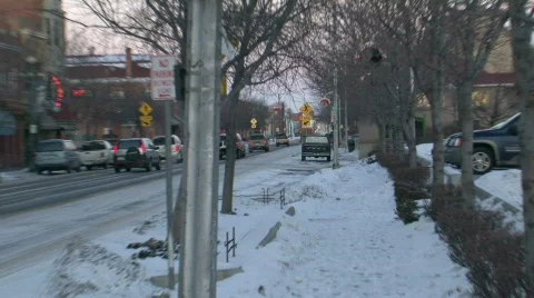 Winter Street Traffic Video stock 304894