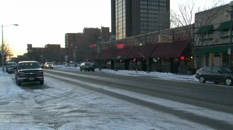 Winter Street Traffice Video stock 306928