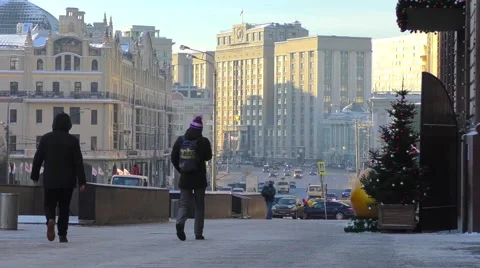 The winter streets of Moscow Stock Footage 59577363
