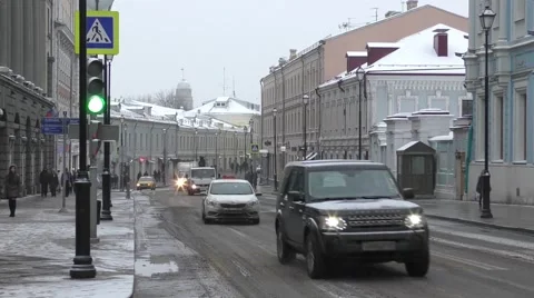 The winter streets of Moscow Stock Footage 59577449