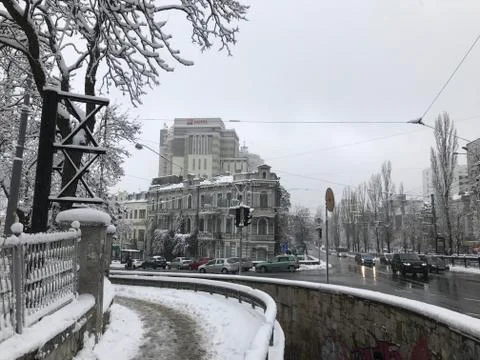 Winter streets in town Foto stock