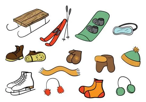 Winter stuff collection Stock Illustration