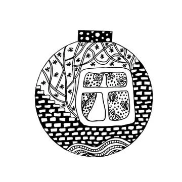 Winter style handdrawn ball Stock Illustration