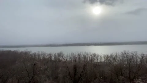 Winter Sun above the River Stock Footage 146654110