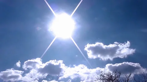 Winter Sun &amp; Clouds in the Blue Sky Stock Footage 36481384