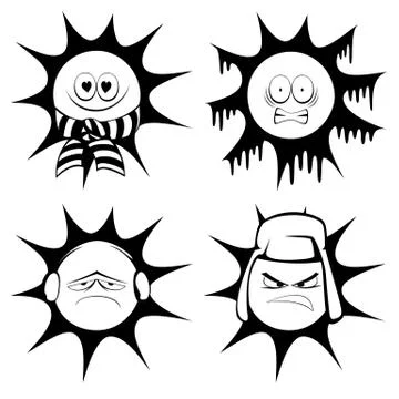 Winter sun mascots Stock Illustration