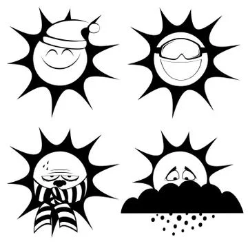 Winter sun mascots Stock Illustration