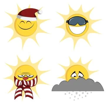 Winter sun mascots Stock Illustration