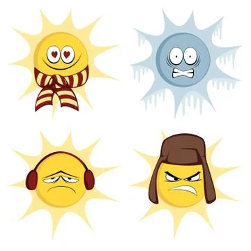 Winter sun mascots Stock Illustration