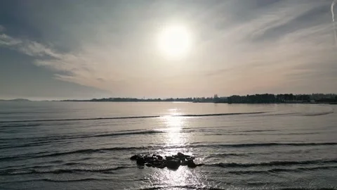 Winter sun on the ocean Stock Footage 232495583