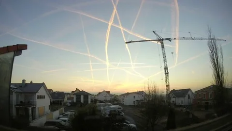 Winter Sunrise Crane Timelapse Stock Footage 72210398