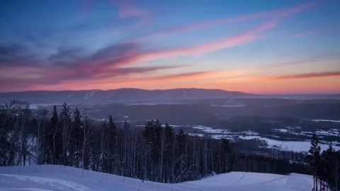 Winter sunrise time lapse Stock Footage 87025950