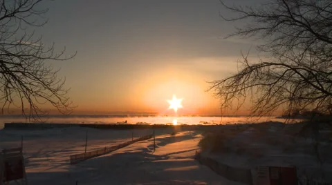 Winter sunrise timelapse over Lake Michigan Stock Footage