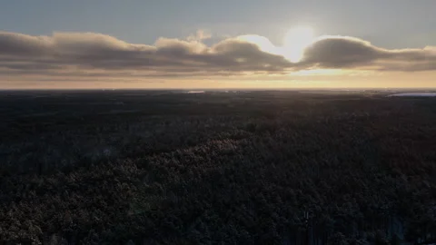 Winter sunset with amazing sunray Stock Footage 327987343