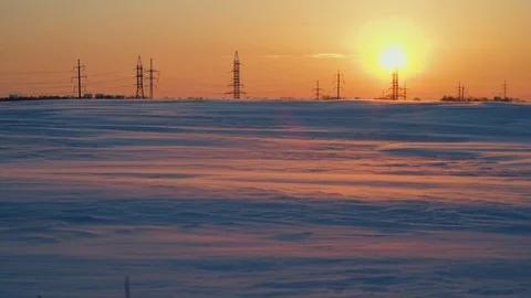 Winter Sunset Blowing Stock Footage 86767898