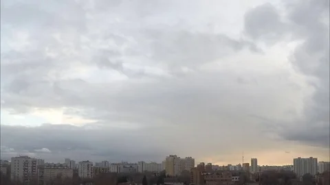 Winter sunset In City district Timelapse Stockbeeldmateriaal 82047117