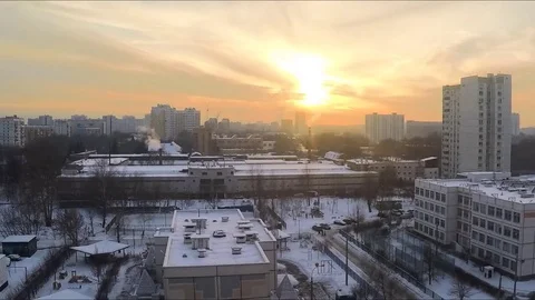 Winter sunset In the City district Timelapse Stock Footage 82050627
