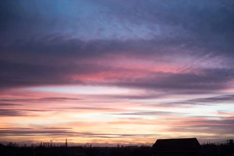 Winter sunset clouds Stock Photos