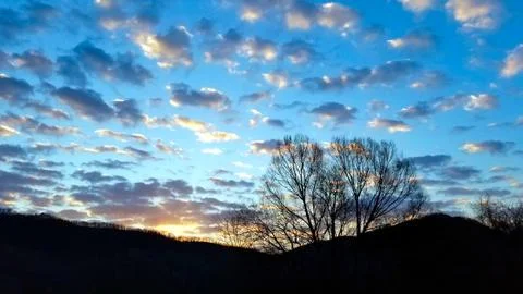 Winter Sunset Clouds Stock Photos