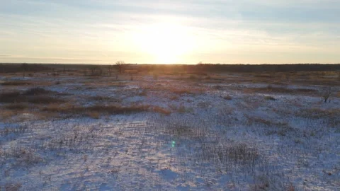 Winter sunset in the countryside Stockbeeldmateriaal 331750698