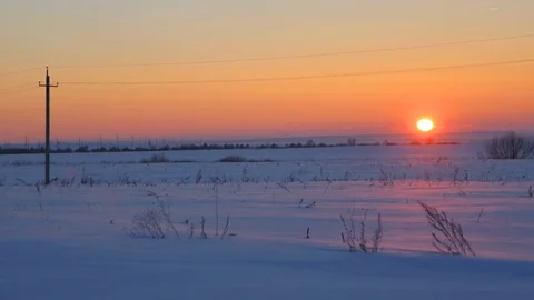  Winter Sunset Stock Footage 87599778