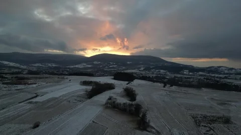 Winter sunset Stock Footage 303623325