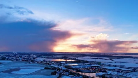 Winter Sunset Hyperlapse in Westerbroek | Dutch Landscape Stock Footage 324836687