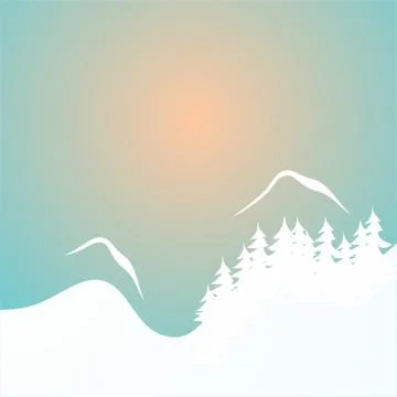 Winter sunset Stock Illustration