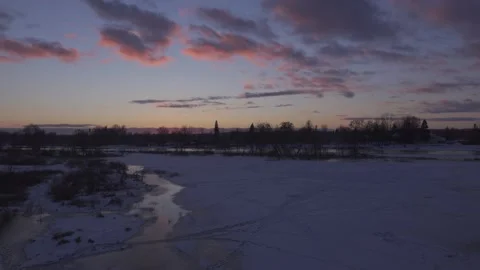 Winter sunset landscape Stock Footage 148499258