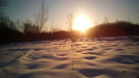 Winter sunset landscape, time-lapse Stock Footage 134458210