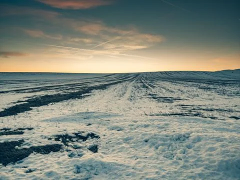 Winter sunset in the late afternoon Stock Photos
