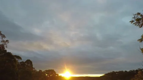 Winter Sunset With Moon in the Sky Stock Footage 65100935