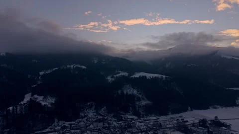 Winter sunset over alpine valley Video stock 329491780