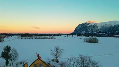 Winter Sunset over Atlantic Ocean Road Landscape, Norway Stock Footage 315744223