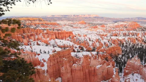 Winter sunset over Bryce Canyon National Park in Utah, USA Stock Footage 238078736