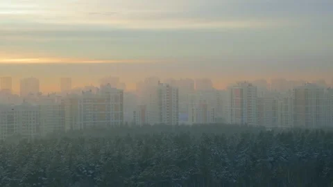 Winter sunset over the city Stock Footage 287600760