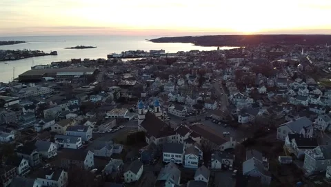 Winter Sunset Over Gloucester Video stock 158637345