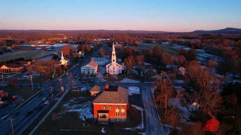 Winter Sunset Over Small Town Massachusetts Stock Footage 170587525