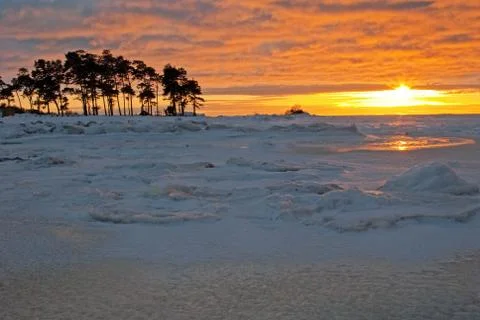 Winter sunset Stock Photos