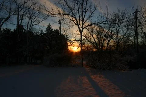 Winter Sunset Stock Photos