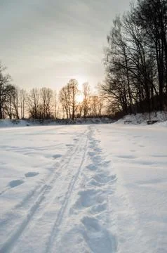 Winter sunset. Stock Photos