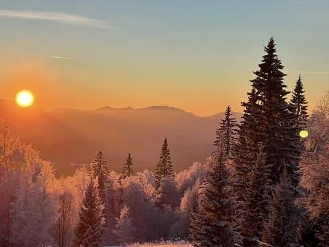 Winter sunset Foto stock