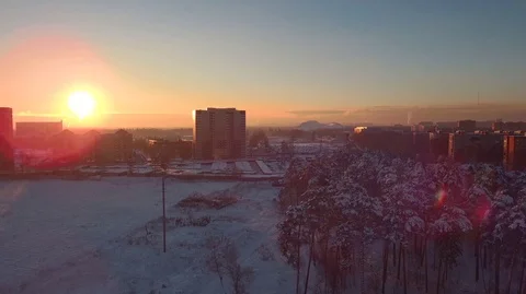 Winter. Sunset. Russian apartments Stock Footage 100719909