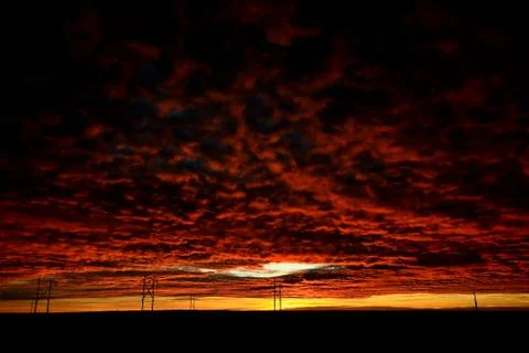 WInter Sunset in Saskatchewan Stock Photos