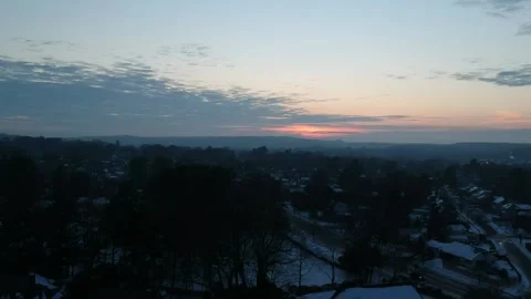 Winter Sunset in Suburb Stock Footage 147367498