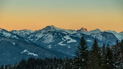 Winter Sunset Time Lapse at Bregenzerwald, Vorarlberg, Austria Stock Footage 125946784
