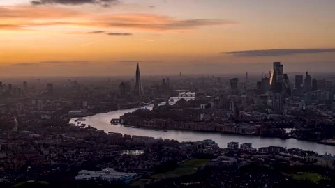 Winter sunset time lapse of the cityscape of London Stock Footage 266130852