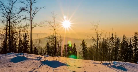 Winter Sunset Timelapse 4k Stock Footage 47816993